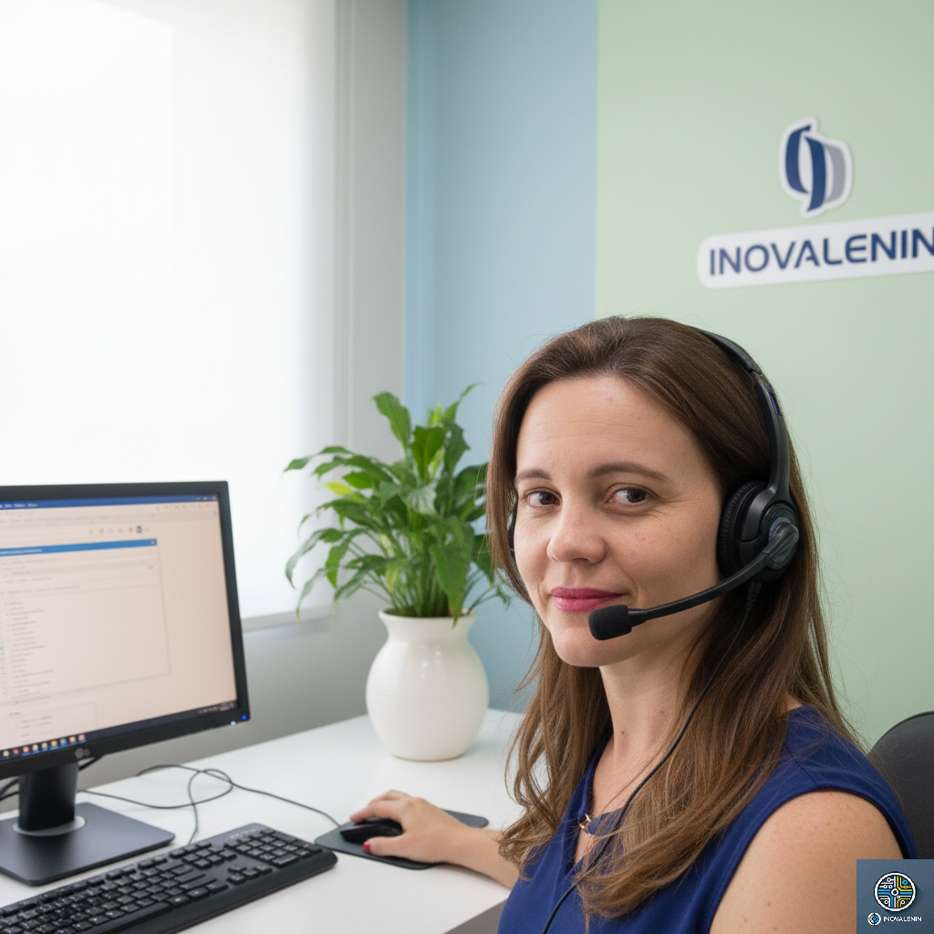 Técnico prestando suporte ao cliente.